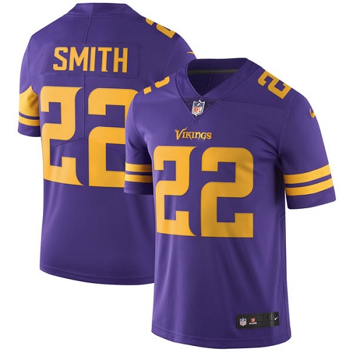 Minnesota Vikings #22 Limited Harrison Smith Purple Nike NFL Men Jersey Rush Vapor Untouchable->youth nfl jersey->Youth Jersey